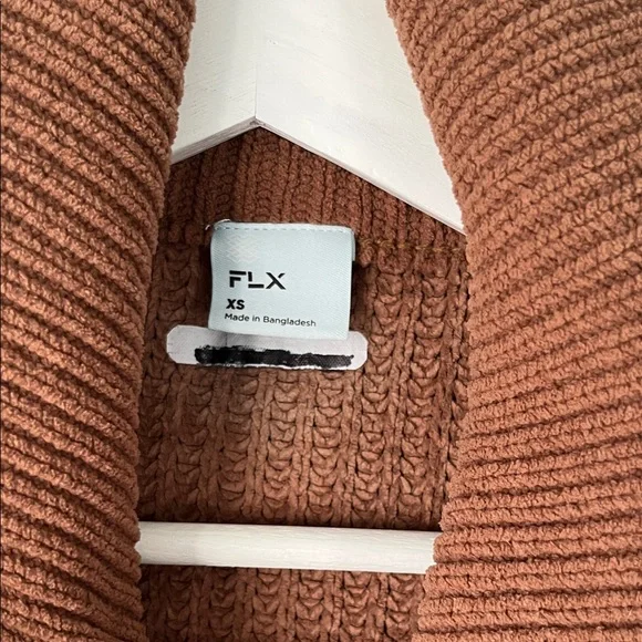 Kohls FLX Light Brown Ribbed Chenille Zip-Up Commuter Oversized Sweater Jacket - Picture 3 of 6